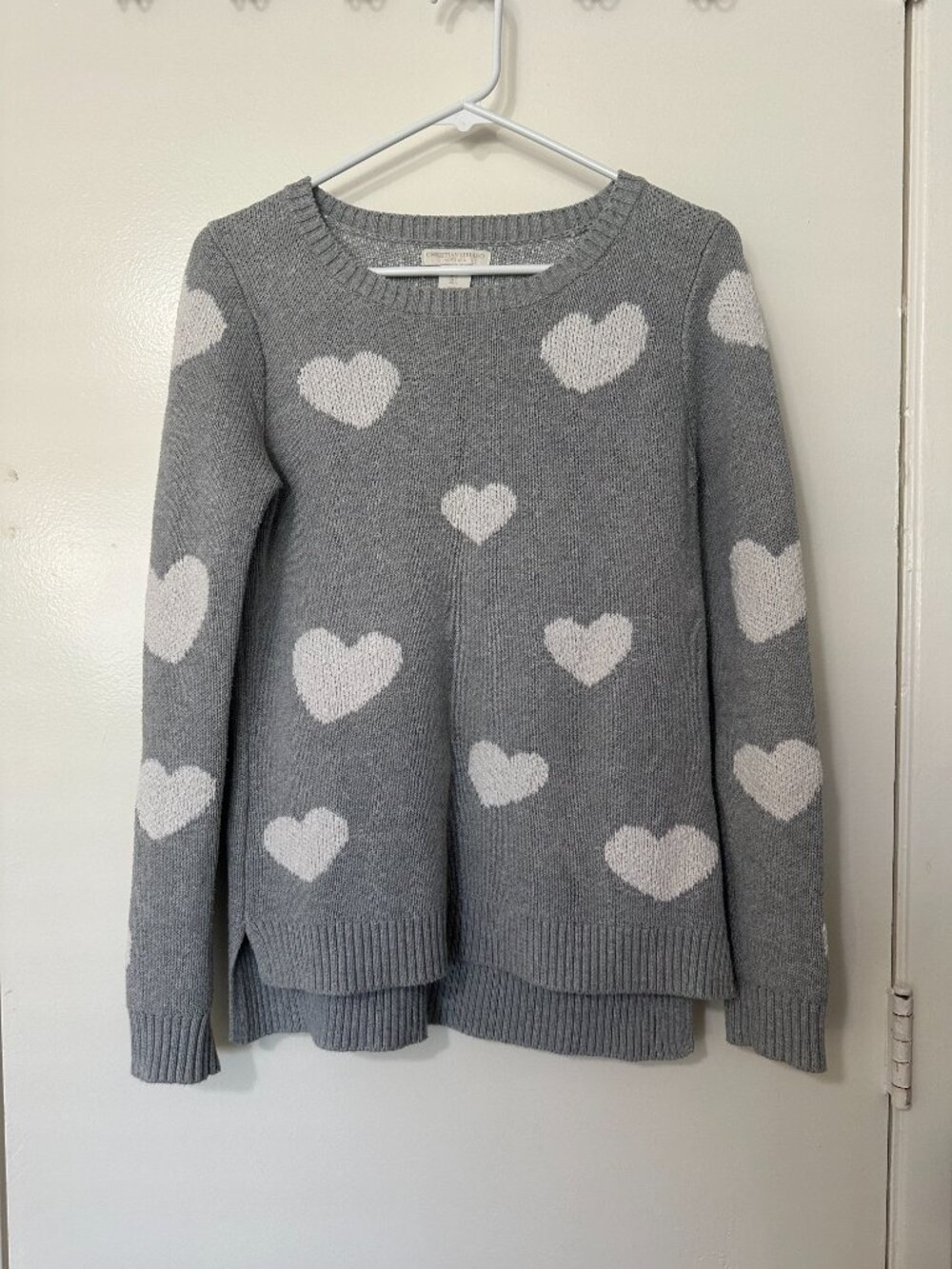 Gray Heart Knit Sweater